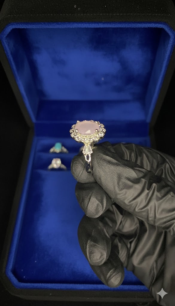 Oval Stone Halo Ring