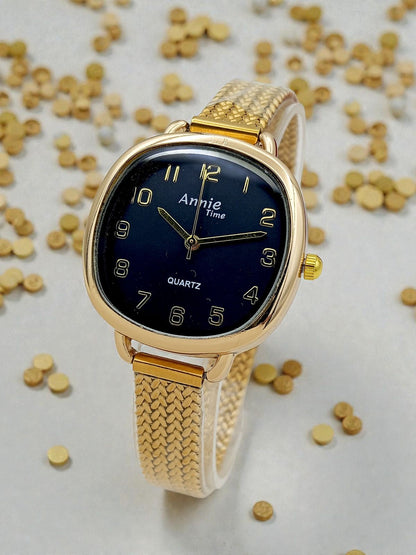 Annie Time Cushion Dial Gold Watch