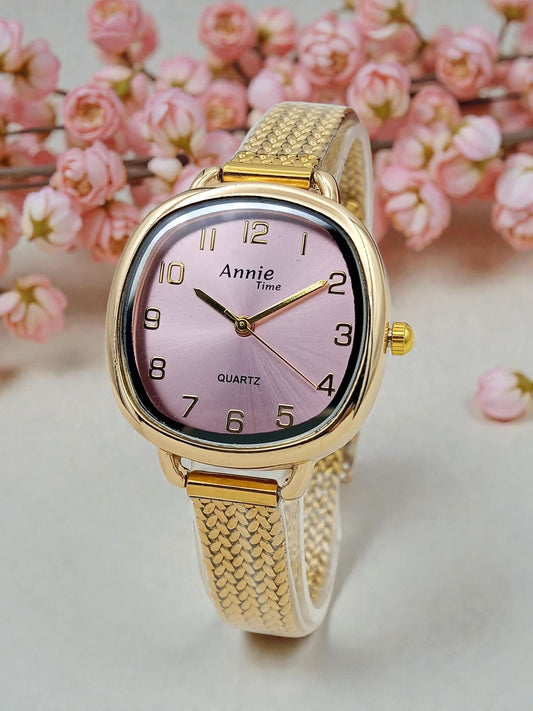 Annie Time Cushion Dial Gold Watch