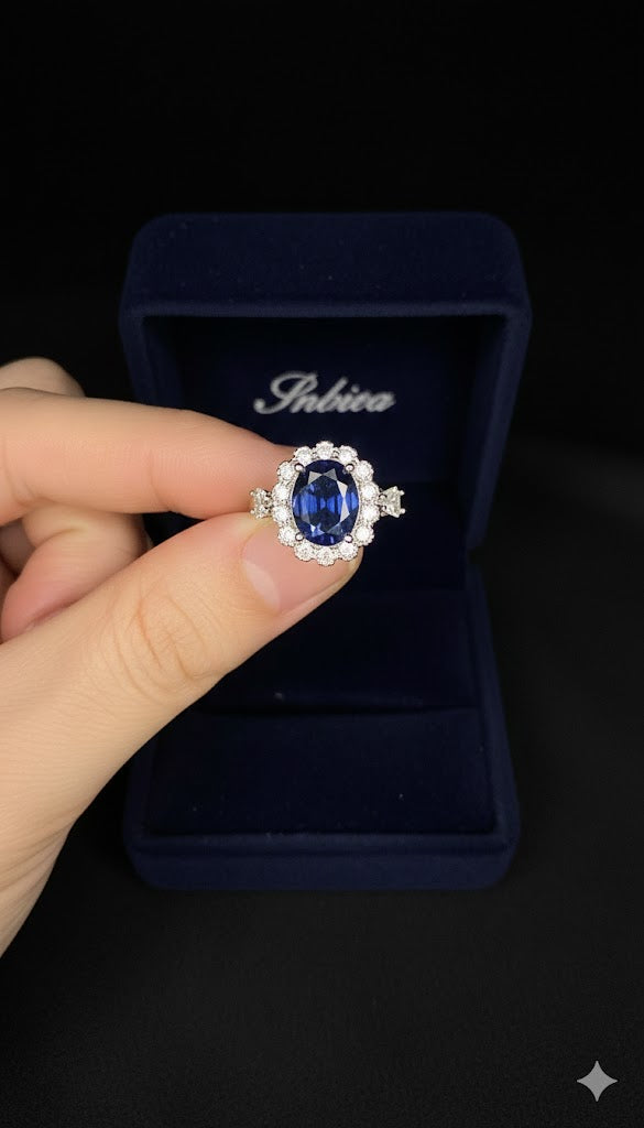 Oval Stone Halo Ring