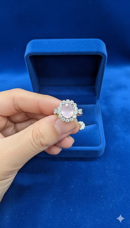 Oval Stone Halo Ring