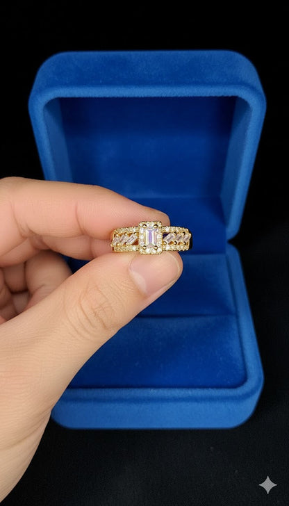Emerald Cut Halo Ring