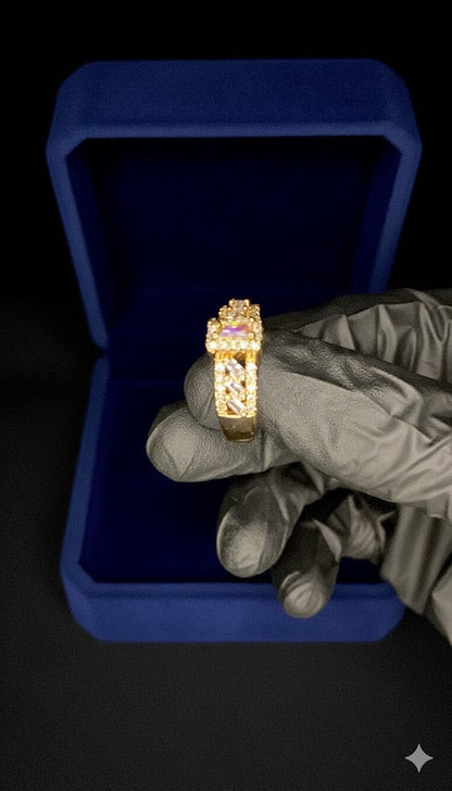 Emerald Cut Halo Ring