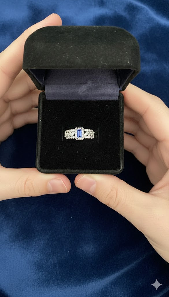 Emerald Cut Halo Ring