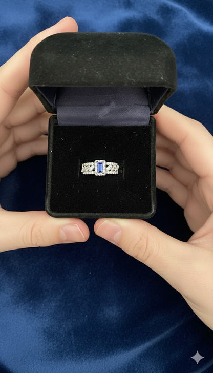 Emerald Cut Halo Ring