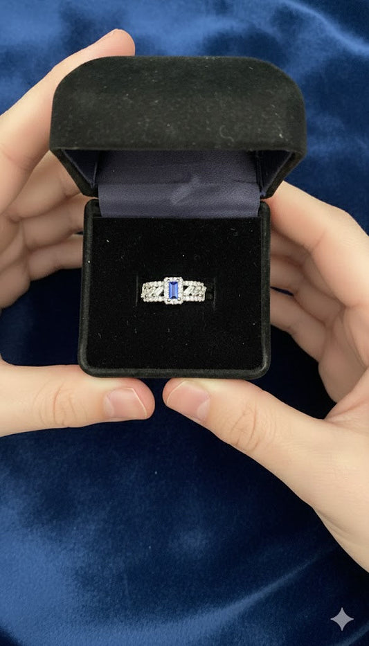 Emerald Cut Halo Ring