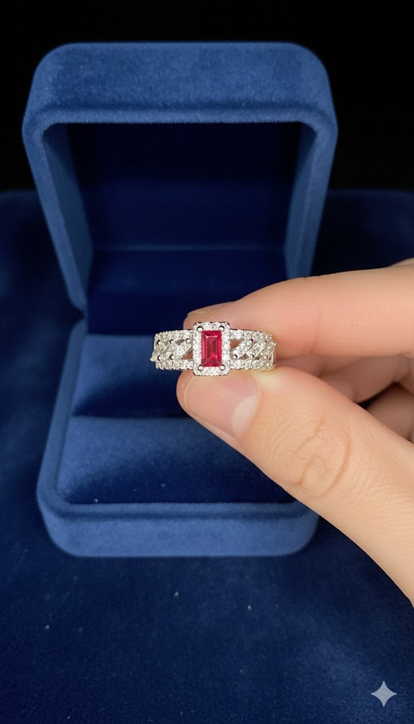 Emerald Cut Halo Ring
