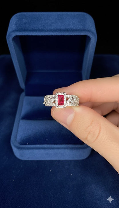 Emerald Cut Halo Ring
